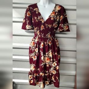 Xhilaration Burgundy Floral Dress